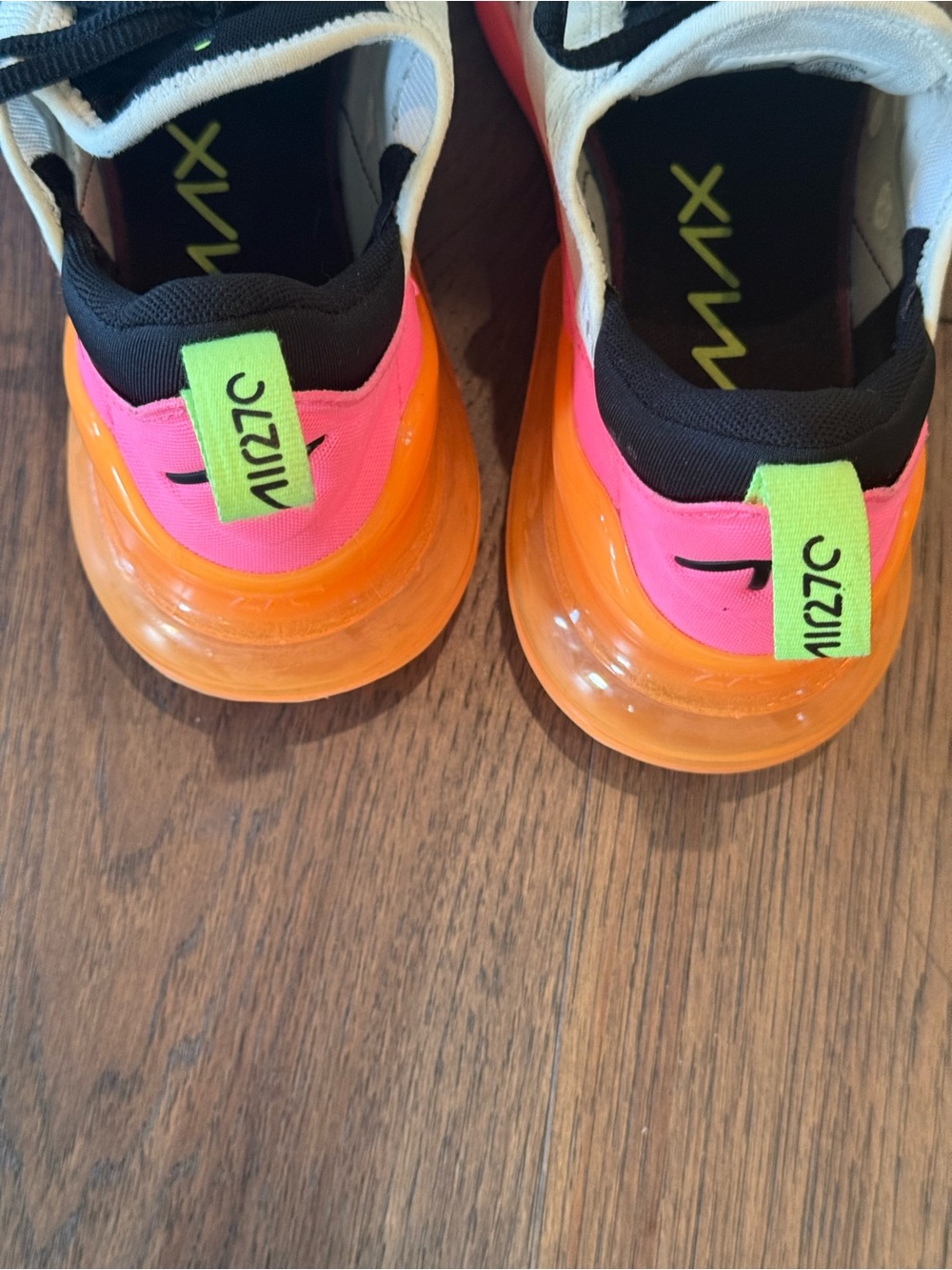 Nike Air Max 270 Women’s Athletic Shoes White Black Pink Neon Yellow Orange - Picture 7 of 8